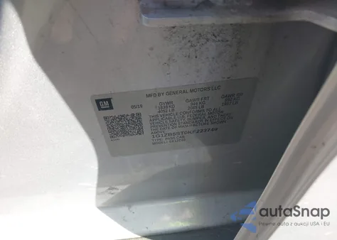 2019 Chevrolet Malibu 1Ls z USA, uszkodzony, nr VIN 1G1ZB5ST0KF223749